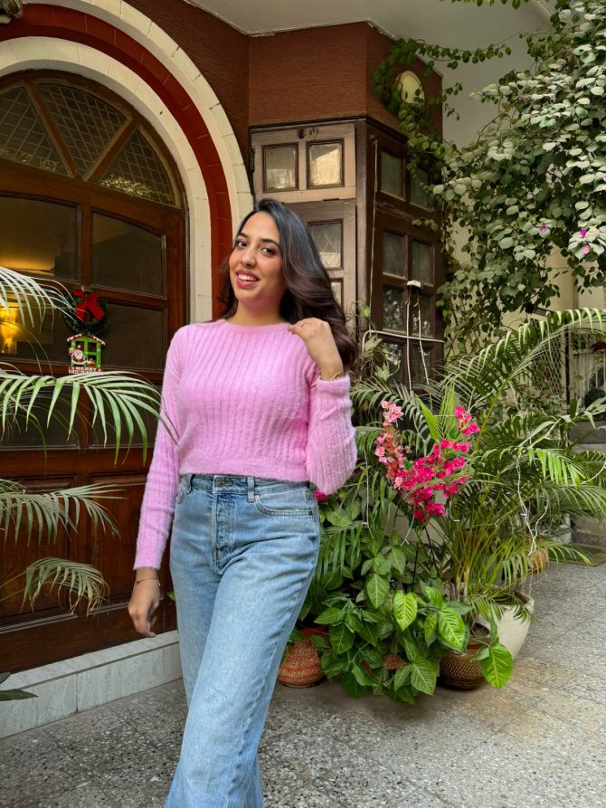 Bubblegum Crop Sweater (Free Size)