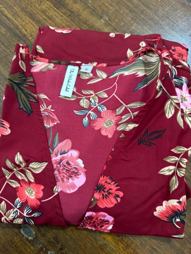 Maroon Floral Wrap Dress