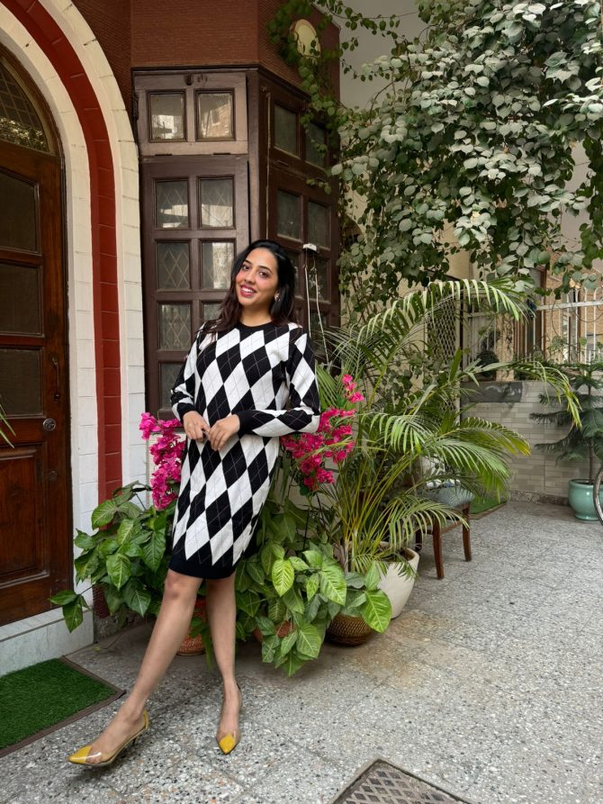 Diamond Sweater Dress (Free Size)