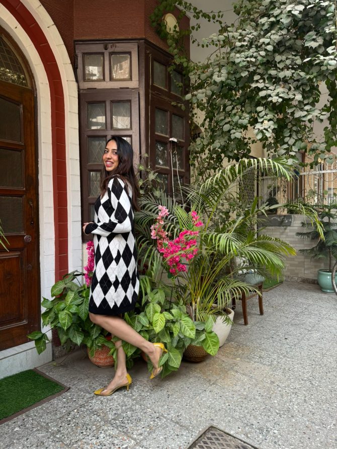 Diamond Sweater Dress (Free Size)