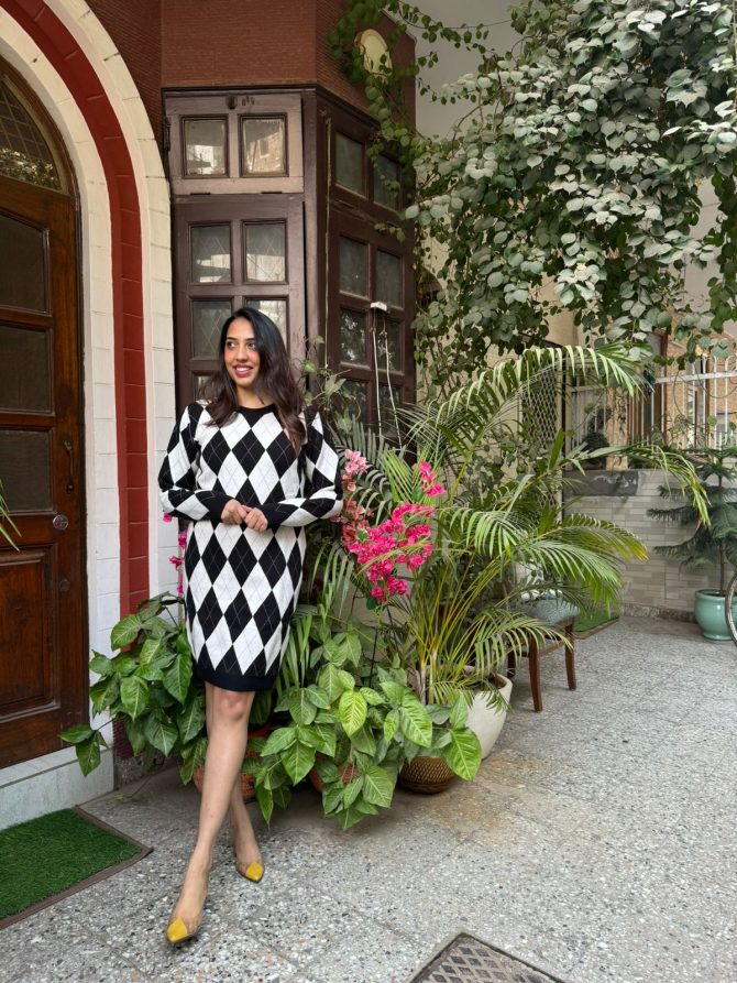 Diamond Sweater Dress (Free Size)