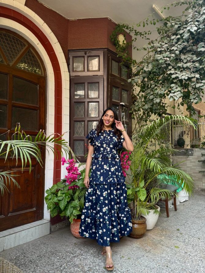 Blooms & Bows Dress- Blue