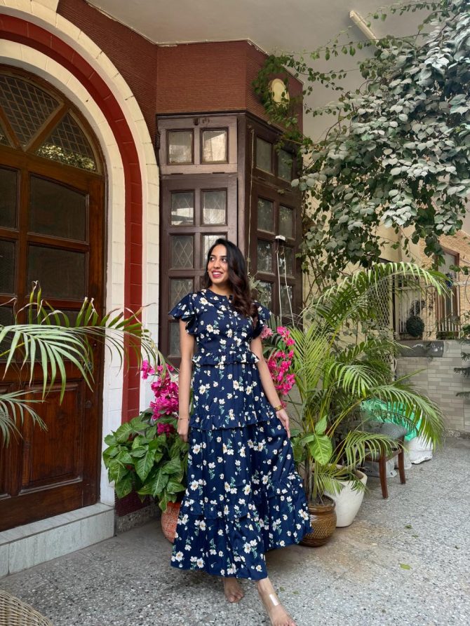 Blooms & Bows Dress- Blue