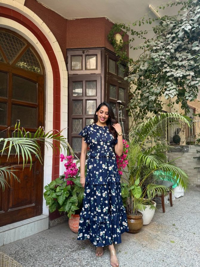 Blooms & Bows Dress- Blue