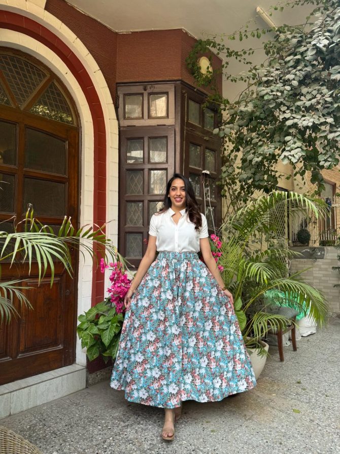 Blossoming Sky Palazzo (Free Size)