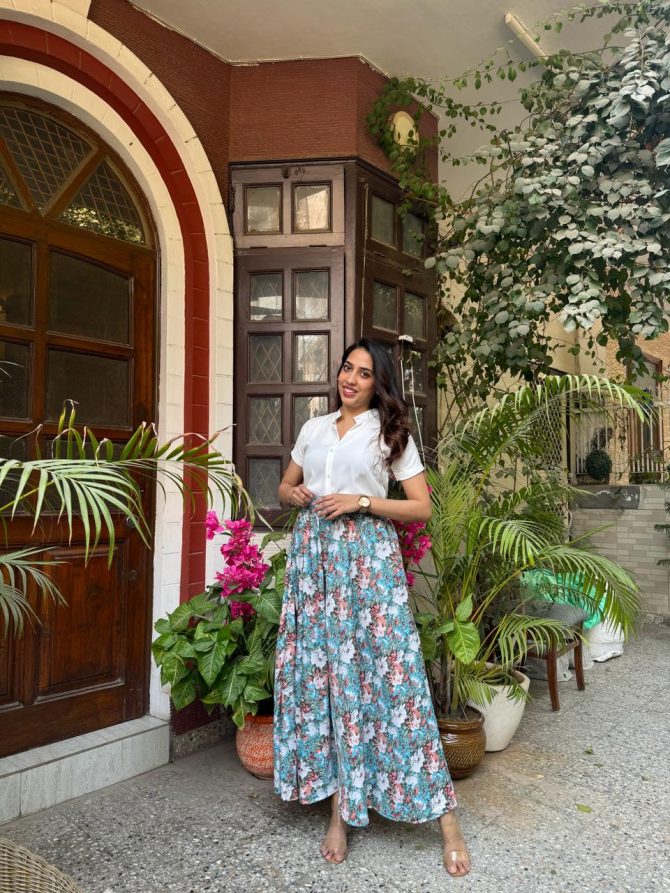 Blossoming Sky Palazzo (Free Size)