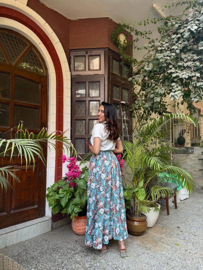 Blossoming Sky Palazzo (Free Size)