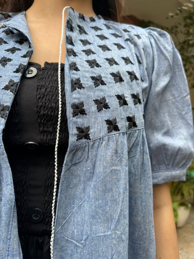 Diamond Cotton Shrug - Blue