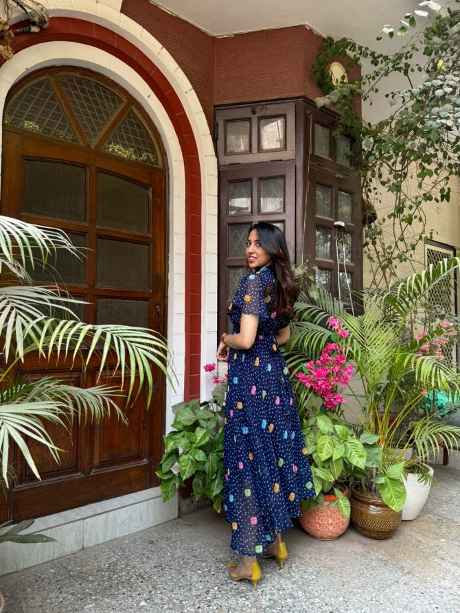 Twirl in Gems Dress- Blue