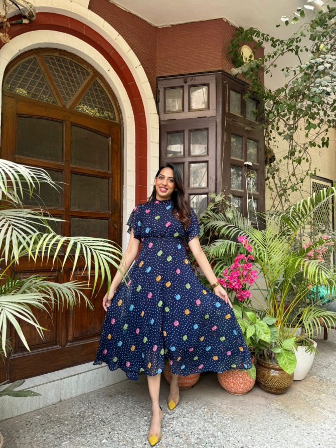 Twirl in Gems Dress- Blue