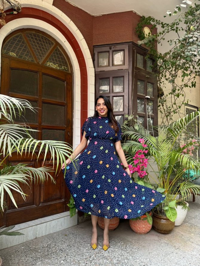 Twirl in Gems Dress- Blue