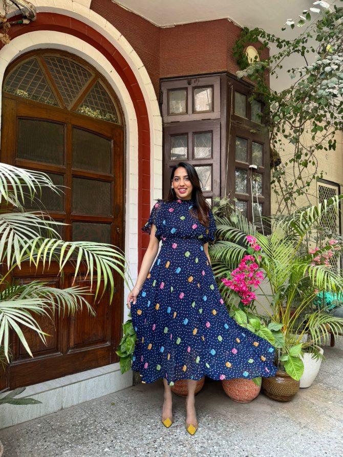 Twirl in Gems Dress- Blue