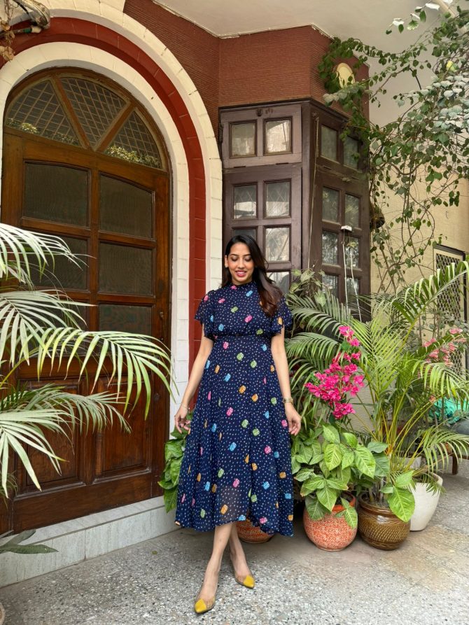 Twirl in Gems Dress- Blue