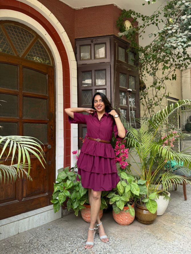 Royalty Tiered Dress- Wine