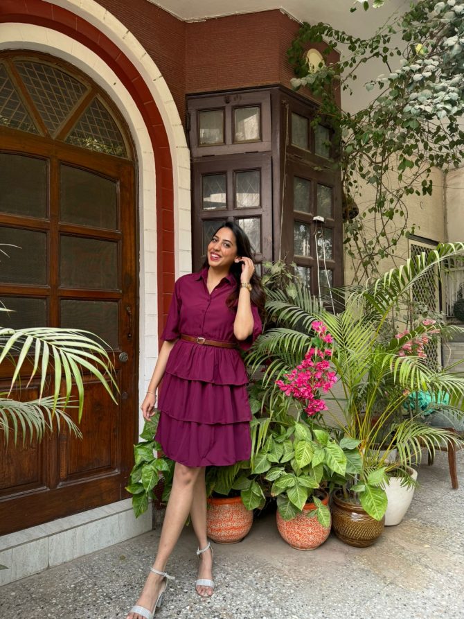Royalty Tiered Dress- Wine