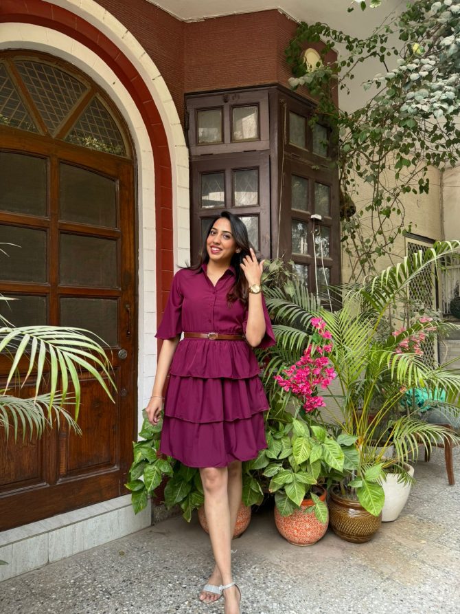 Royalty Tiered Dress- Wine
