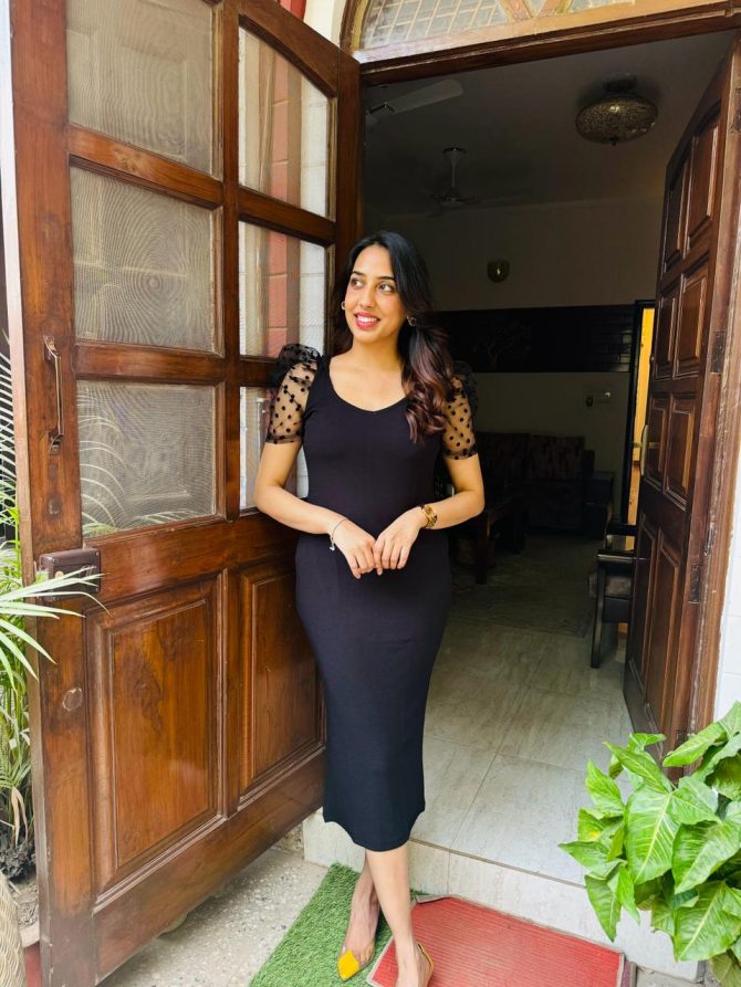 Polka Puff Dress - Black