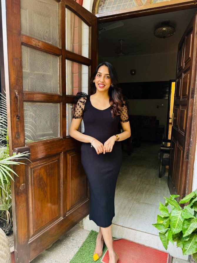 Polka Puff Dress - Black