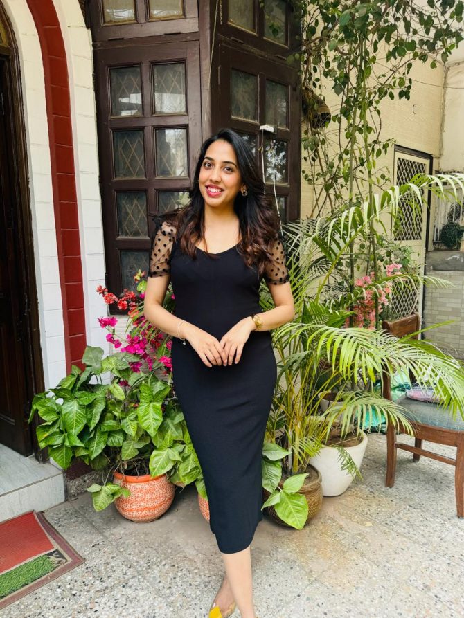 Polka Puff Dress - Black