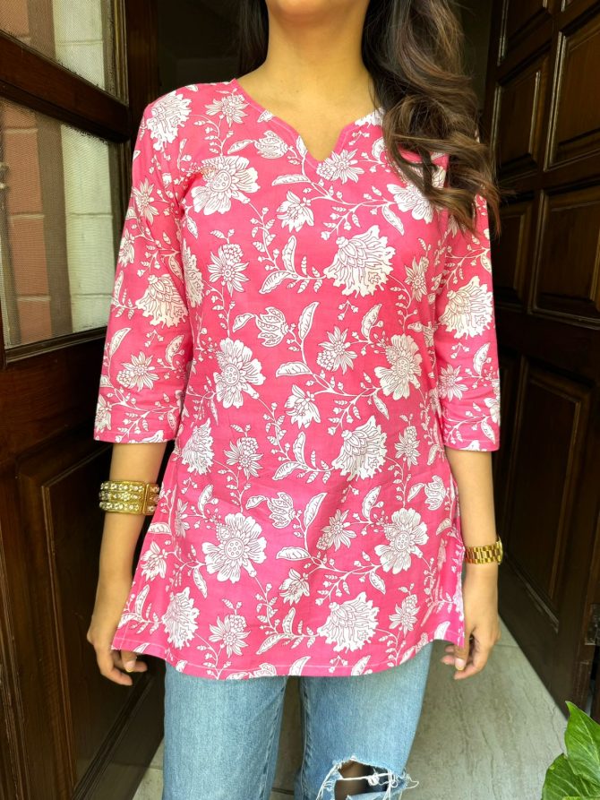 Cutie Cotton Kurti - Pink