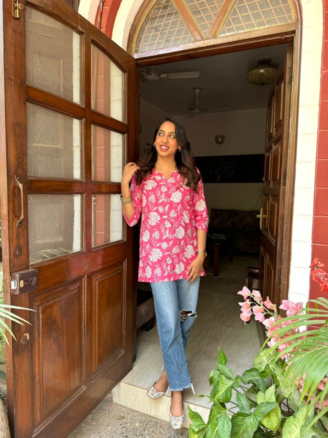 Cutie Cotton Kurti - Pink