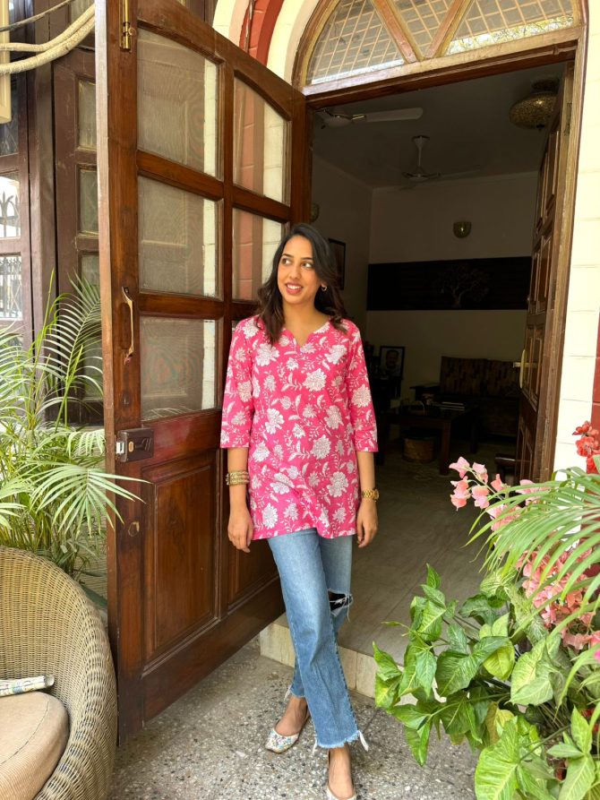 Cutie Cotton Kurti - Pink