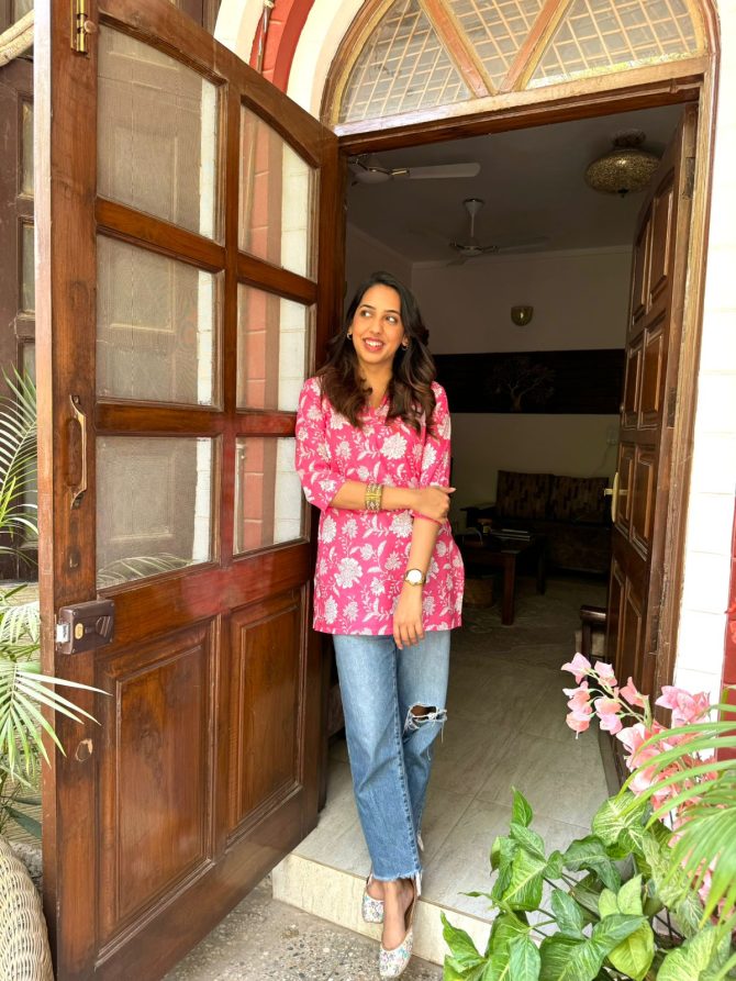 Cutie Cotton Kurti - Pink
