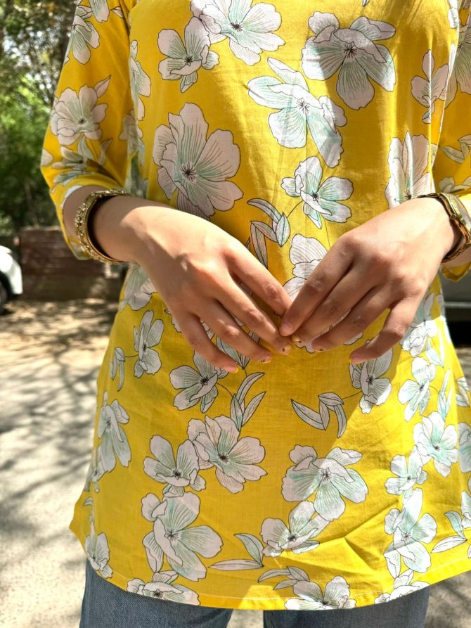 Cutie Cotton Kurti - Yellow