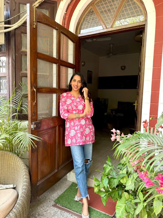 Cutie Cotton Kurti - Pink