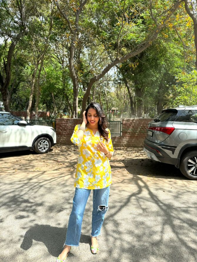 Cutie Cotton Kurti - Yellow