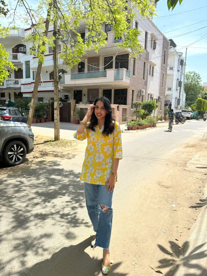 Cutie Cotton Kurti - Yellow