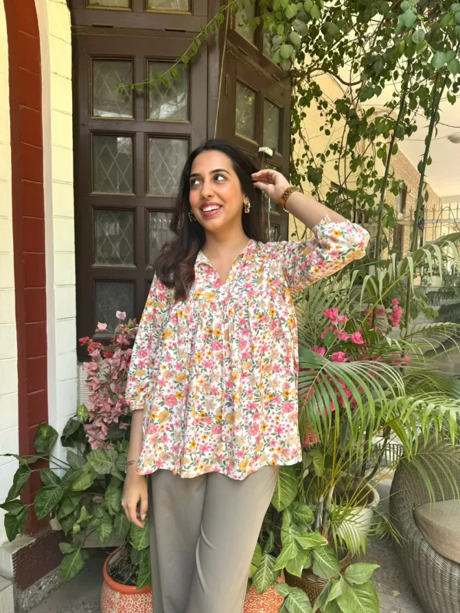 Pretty In Pleats Floral Top