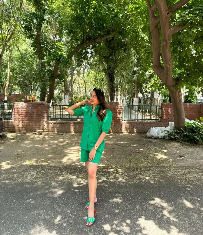 Poppy Poplin Shorts Set - Green