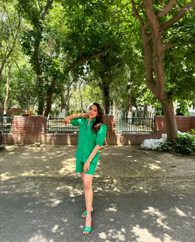 Poppy Poplin Shorts Set - Green