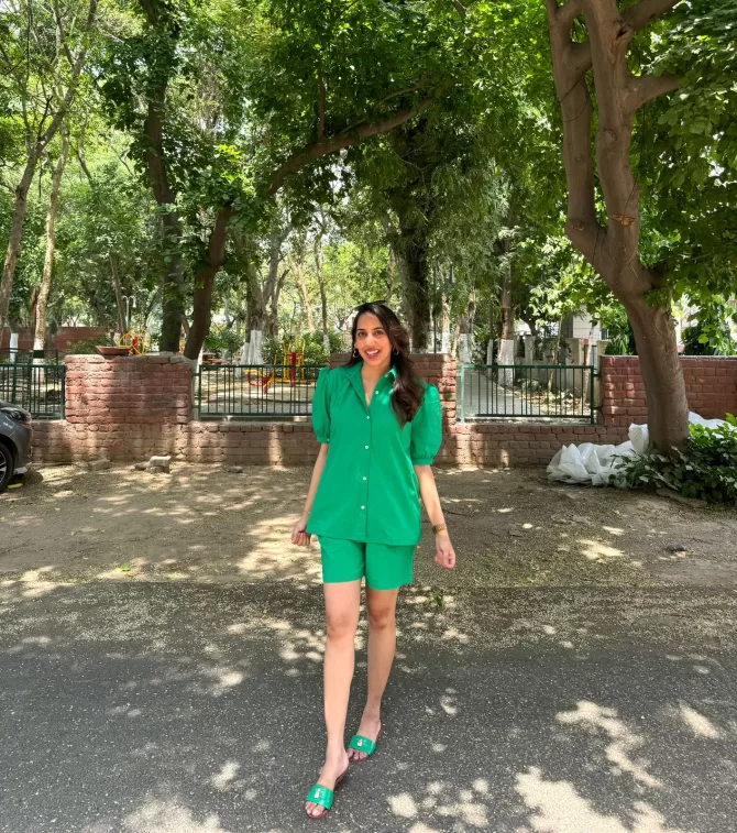 Poppy Poplin Shorts Set - Green