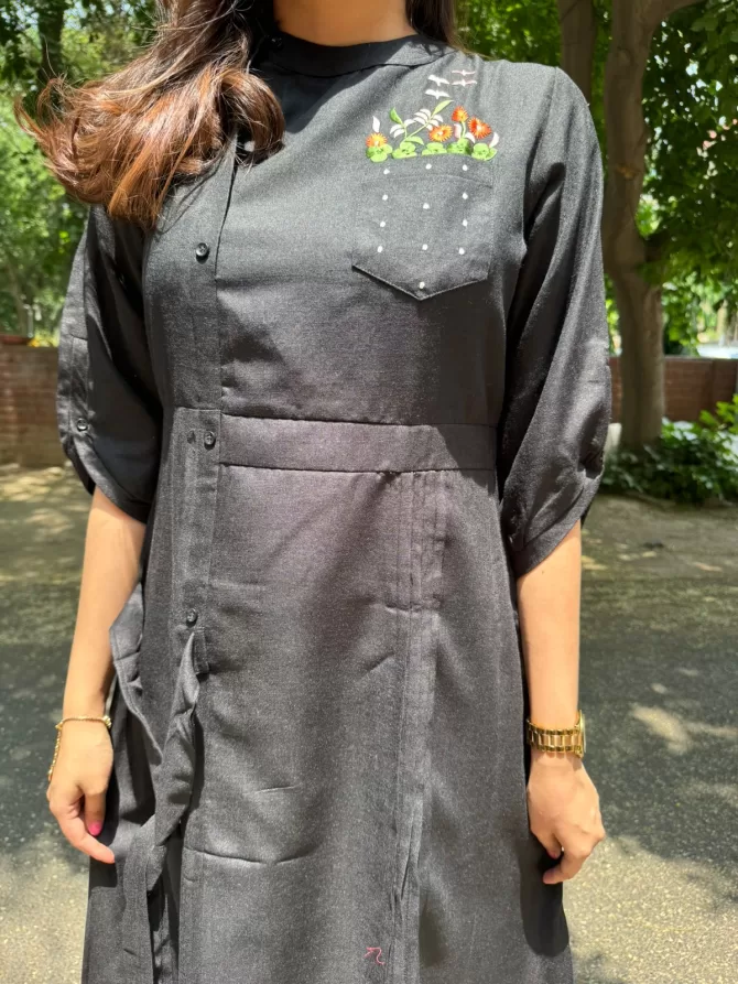 Ruby Embroidered Dress - Black