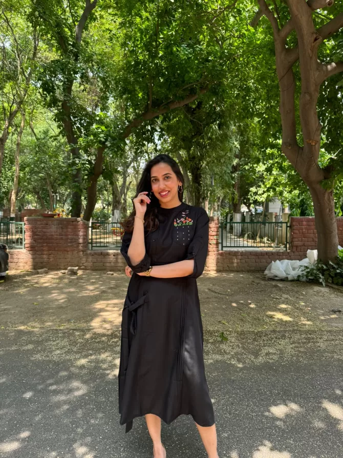 Ruby Embroidered Dress - Black