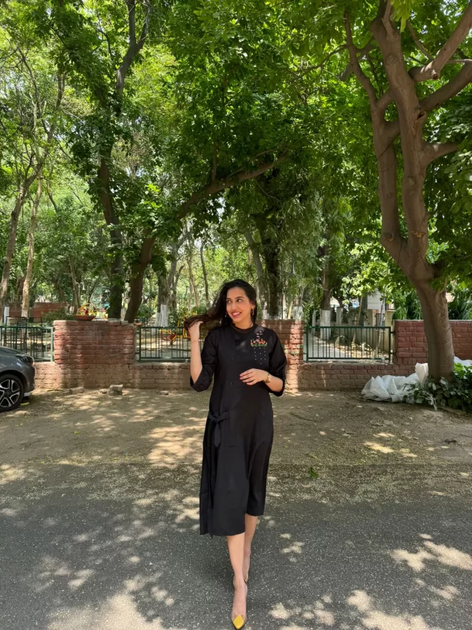 Ruby Embroidered Dress - Black