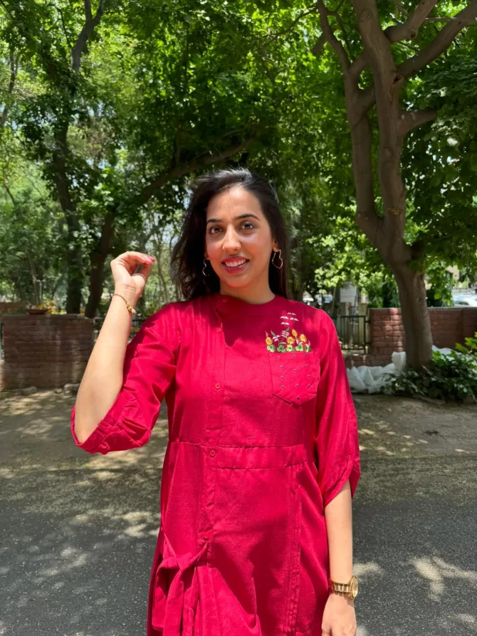 Ruby Embroidered Dress - Maroon