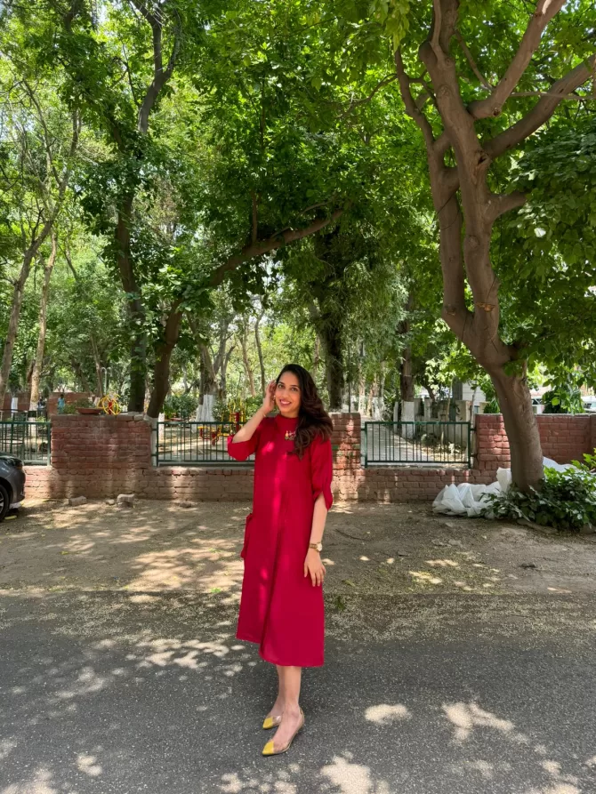 Ruby Embroidered Dress - Maroon