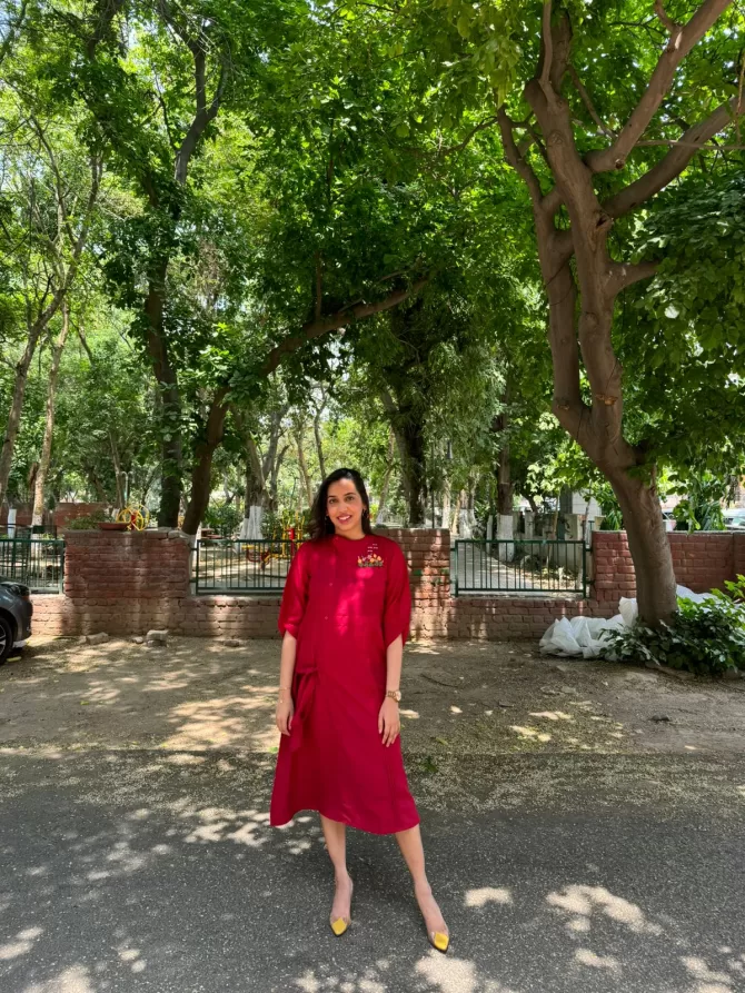 Ruby Embroidered Dress - Maroon