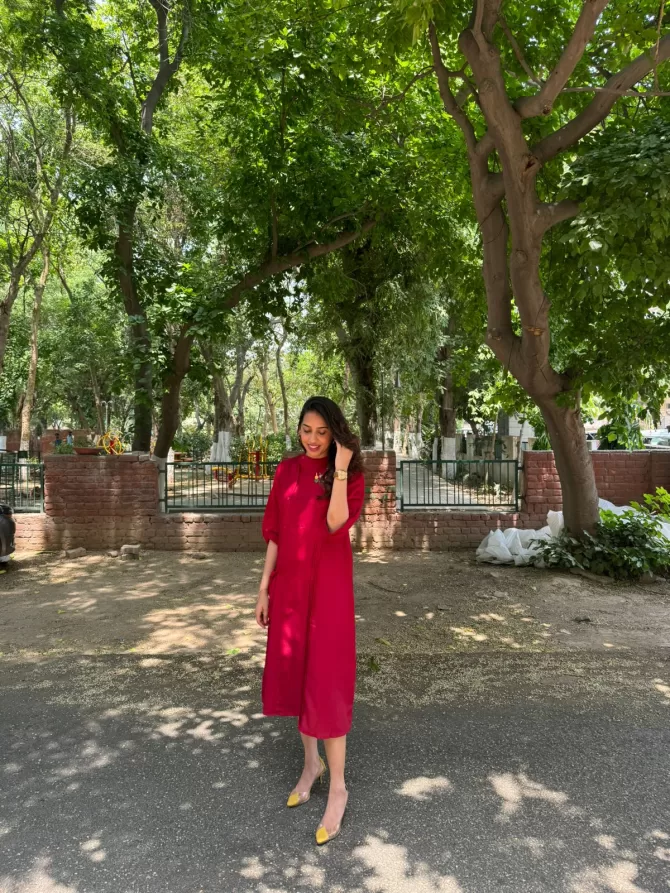 Ruby Embroidered Dress - Maroon