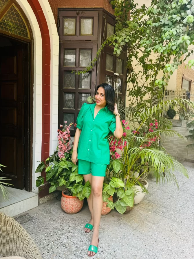 Poppy Poplin Shorts Set - Green