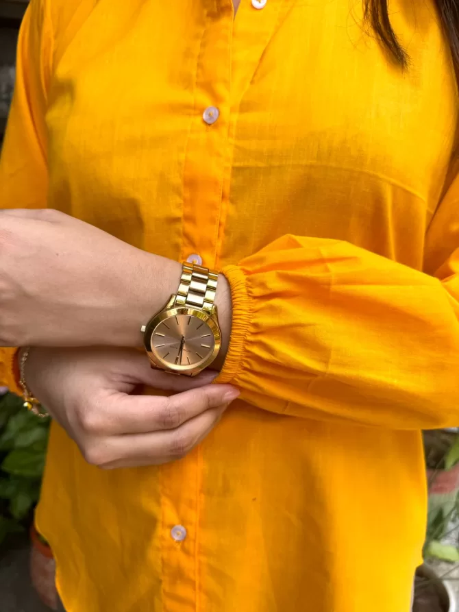 Eazy Breezy Cotton Shirt - Mustard