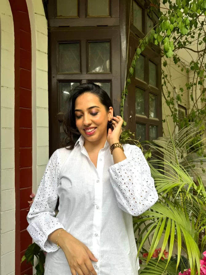Schiffli Sleeves Shirt (Premium Fabric)