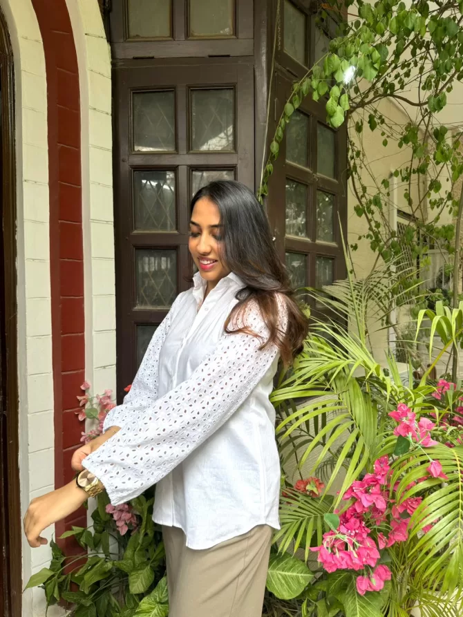 Schiffli Sleeves Shirt (Premium Fabric)