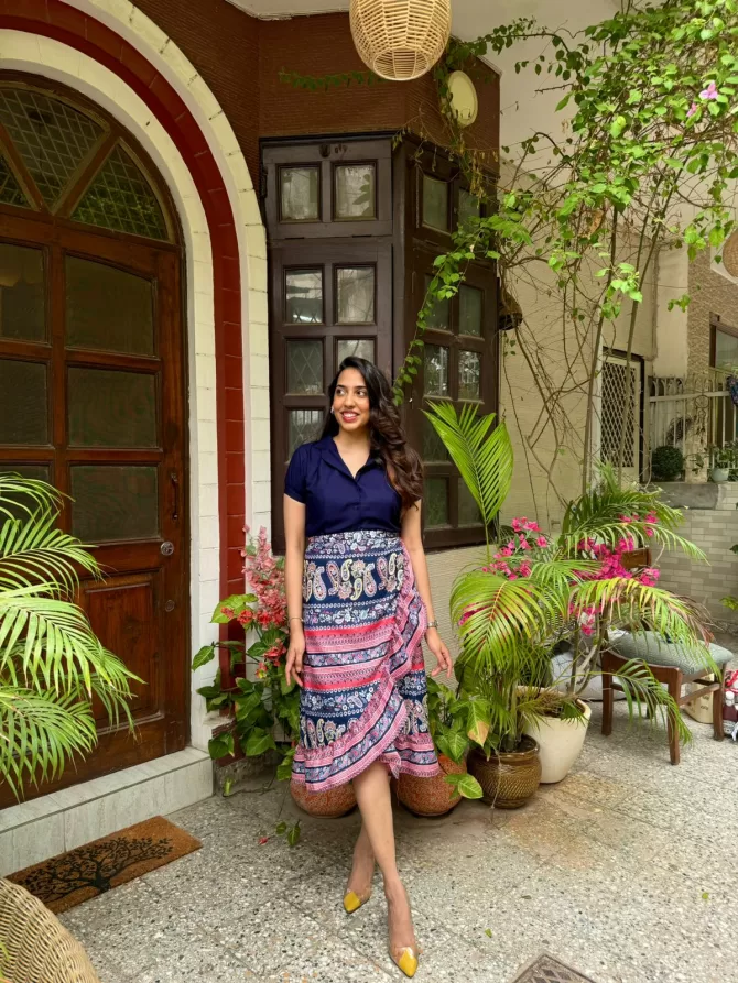 Paisley Frill Wrap Skirt (Free Size)