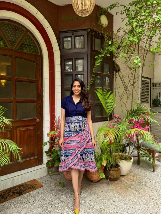 Paisley Frill Wrap Skirt (Free Size)