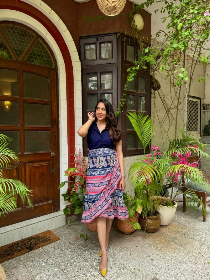 Paisley Frill Wrap Skirt (Free Size)