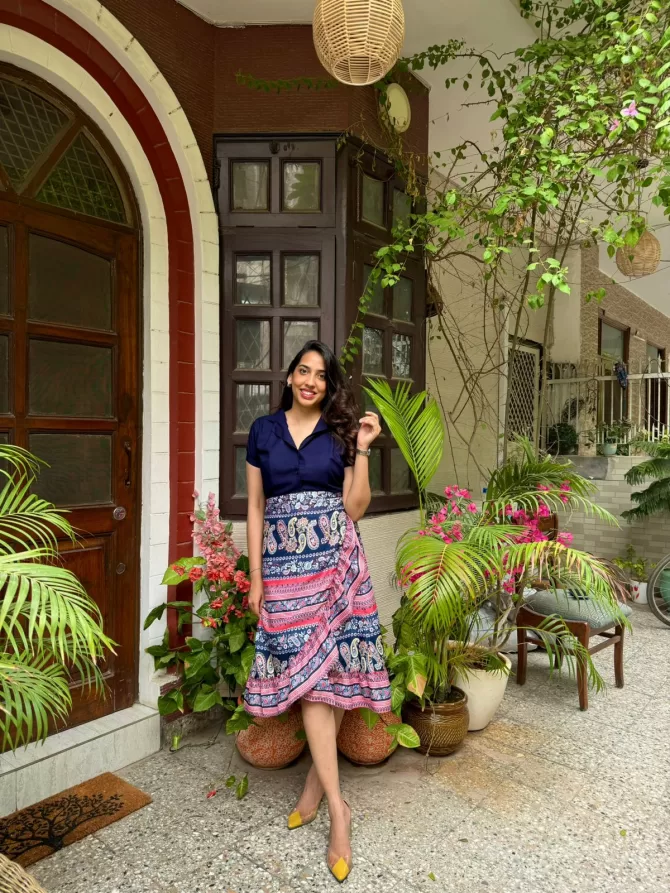Paisley Frill Wrap Skirt (Free Size)